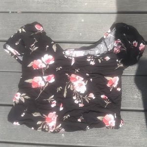 XL Black Floral Off The Shoulder